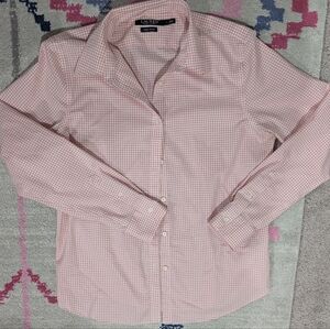 Ralph Lauren Non Iron Button Down Shirt - Pink Plaid - Women's Size L